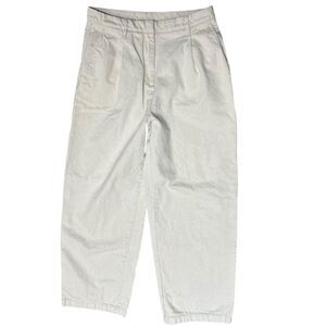 Calvin Klein Mens 30W 32 x 31 Cotton Linen Jeans Creme Chino High Rise Wide Leg